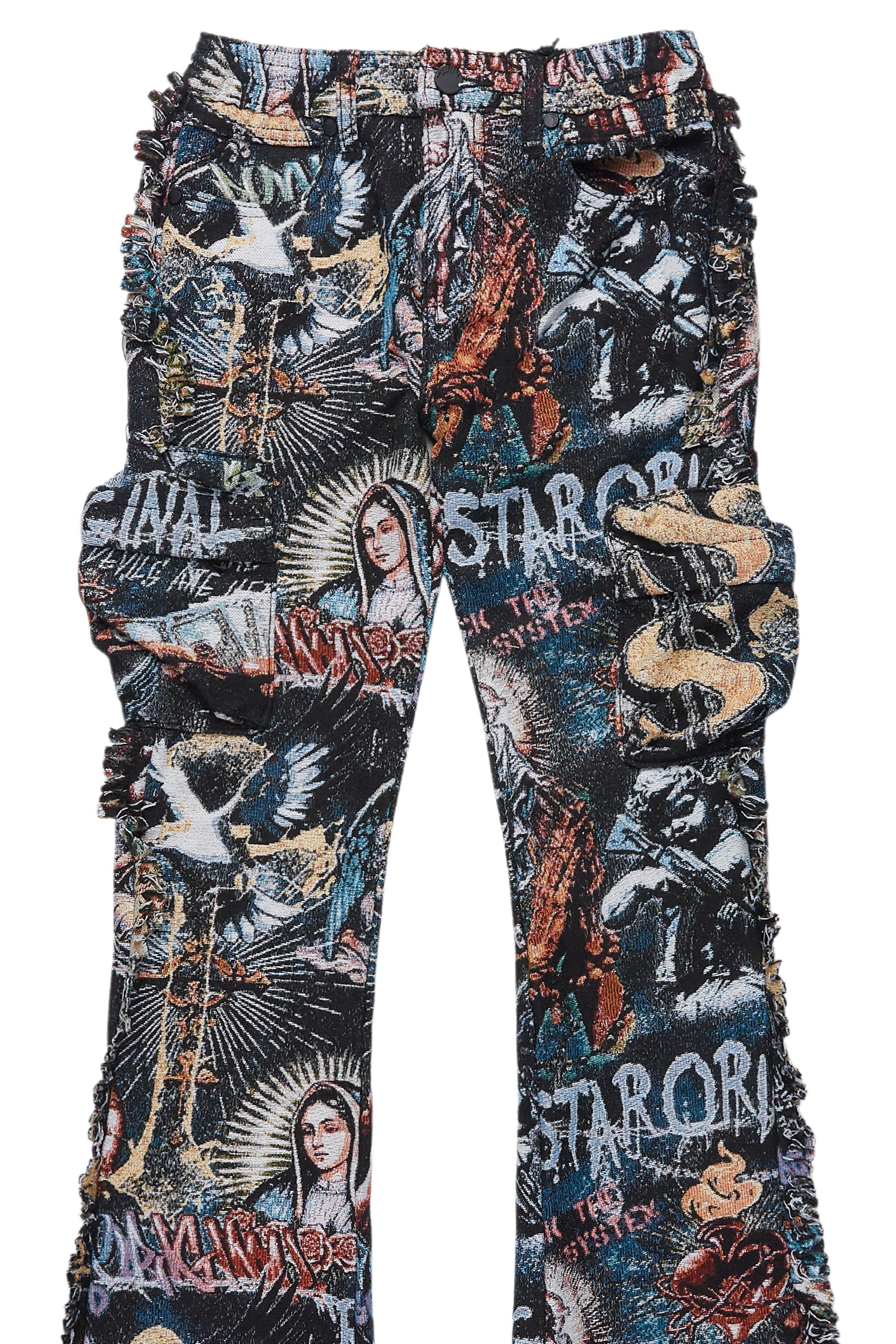 Boys Dalai Multi Stacked Tapestry Flare Jean