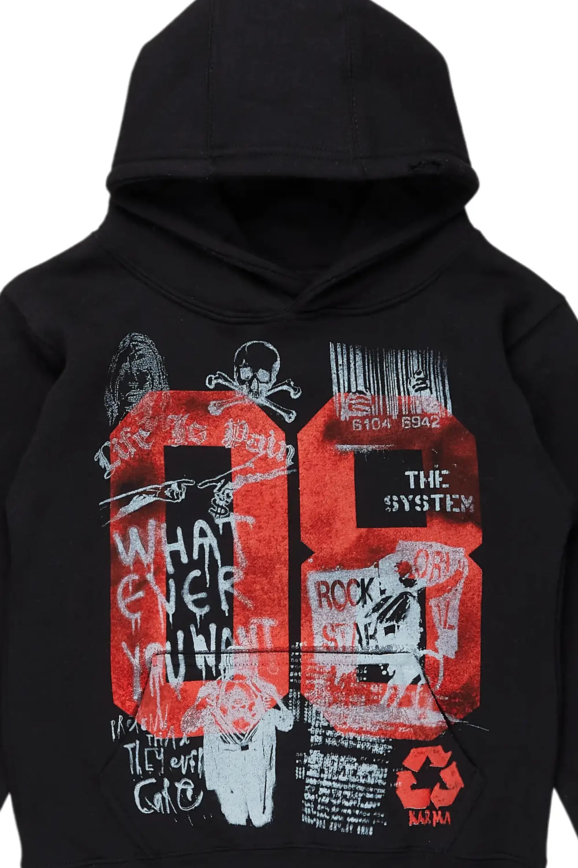 Boys Beau Black Graphic Hoodie