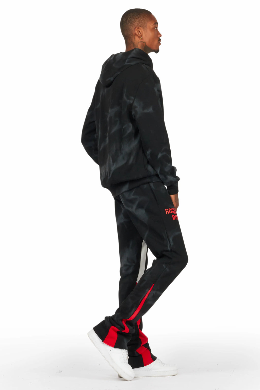 Nelly Black/Red Hoodie Stacked Flare Track Set