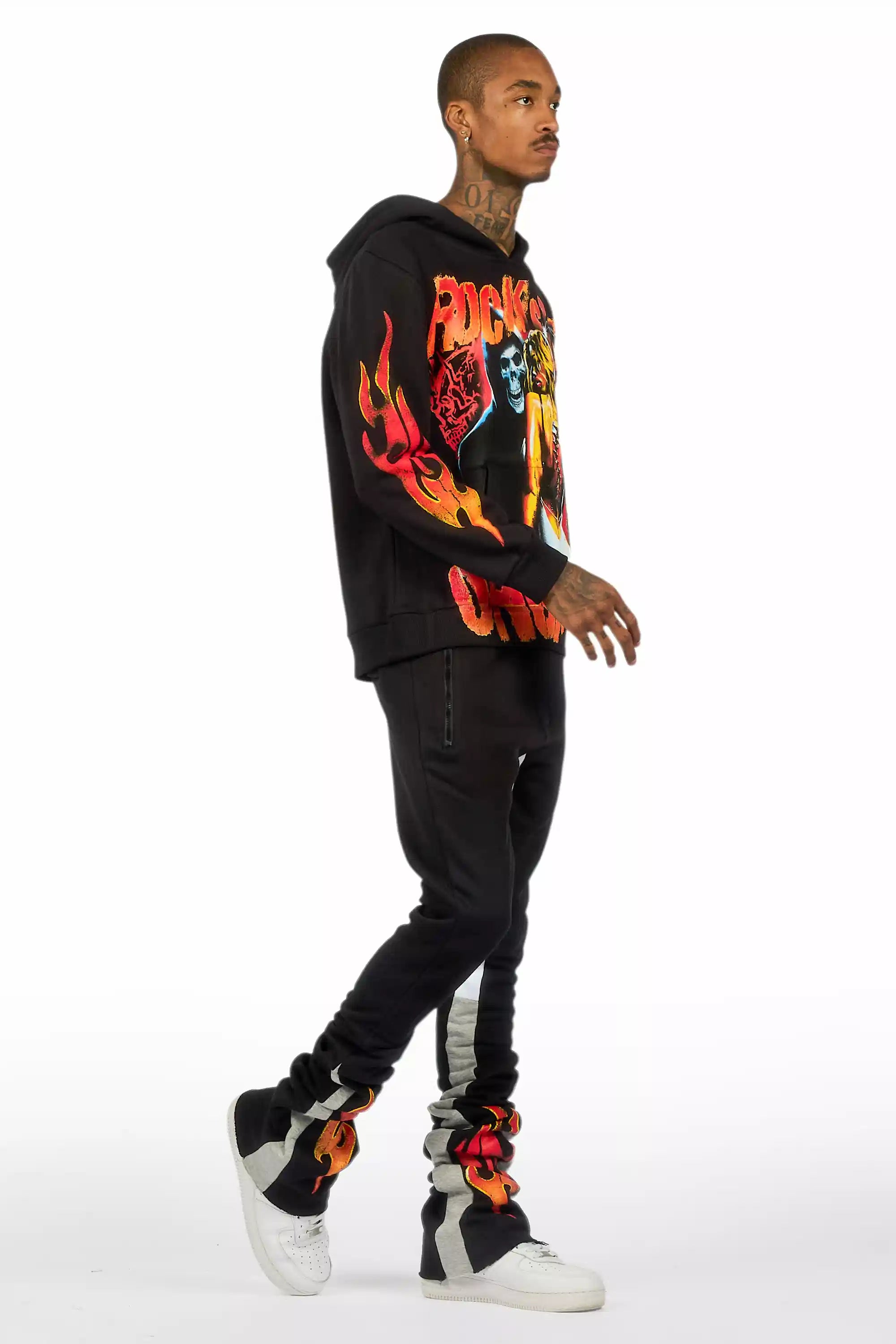 Zo Black/Orange Hoodie/Super Stacked Track Set