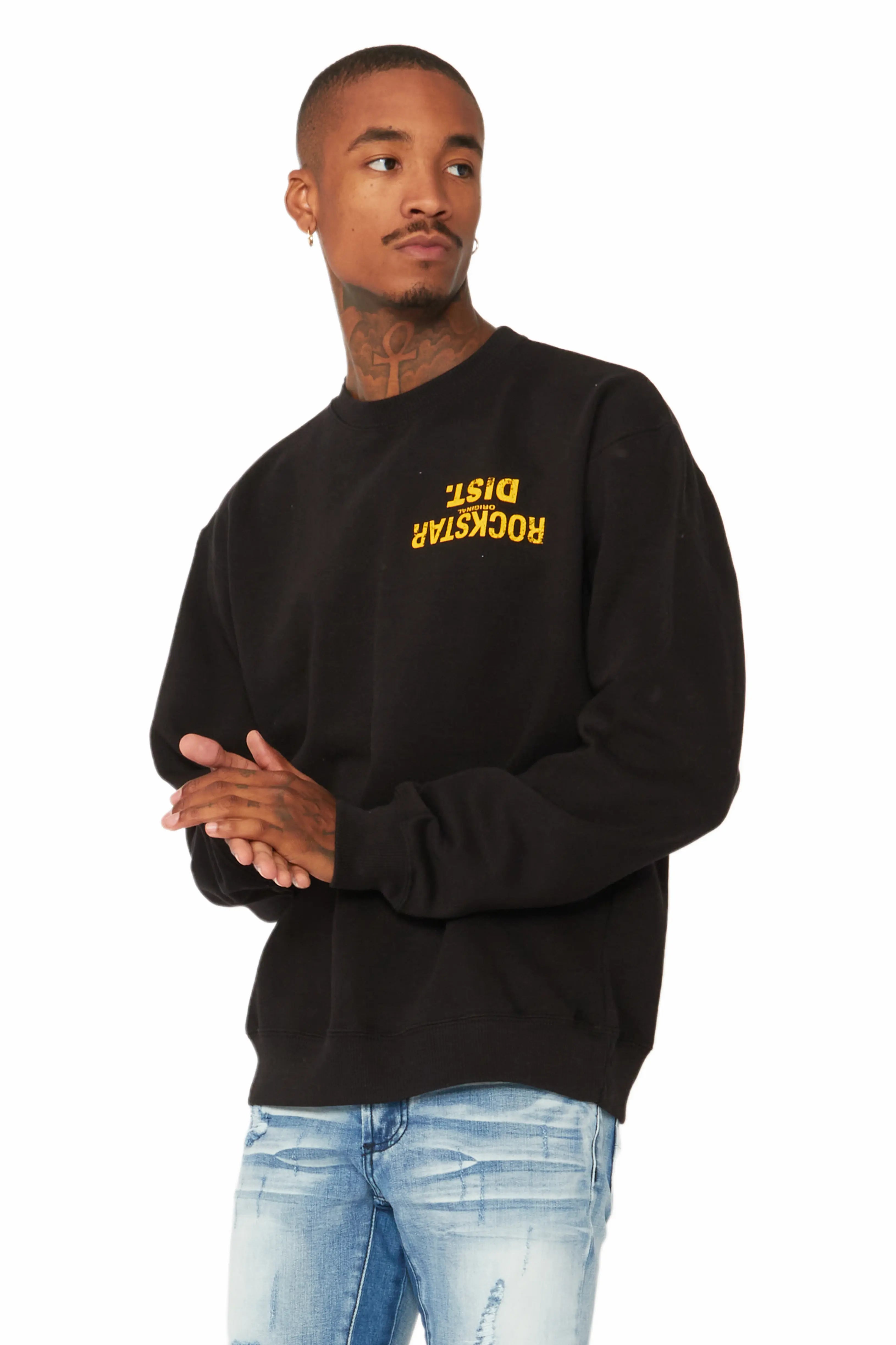 Dist. Town Black/Yellow Graphic Crewneck