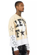 Pacino Beige/Black Boxy Crop Double Layer Tee