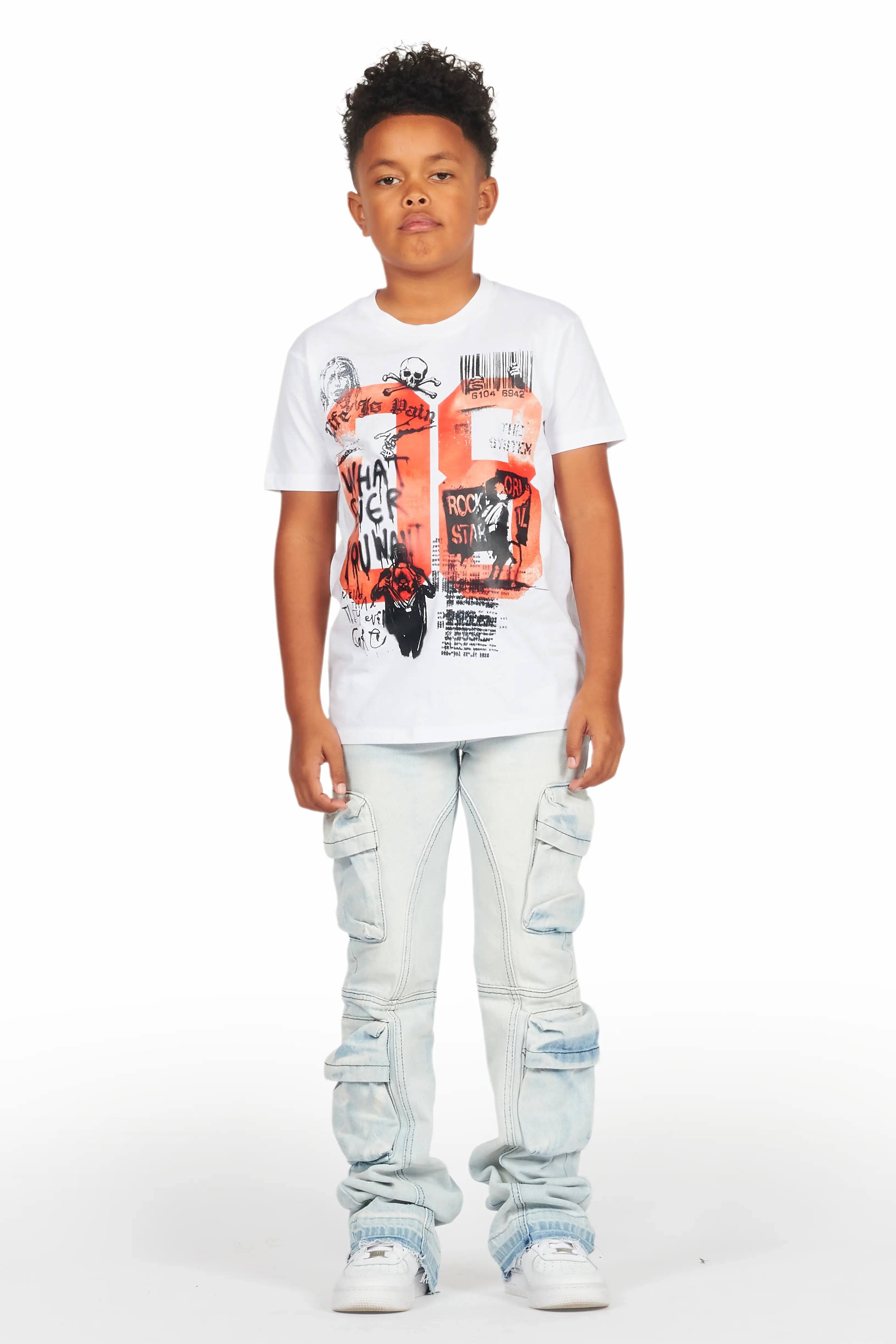 Boys Beau White Graphic T-Shirt