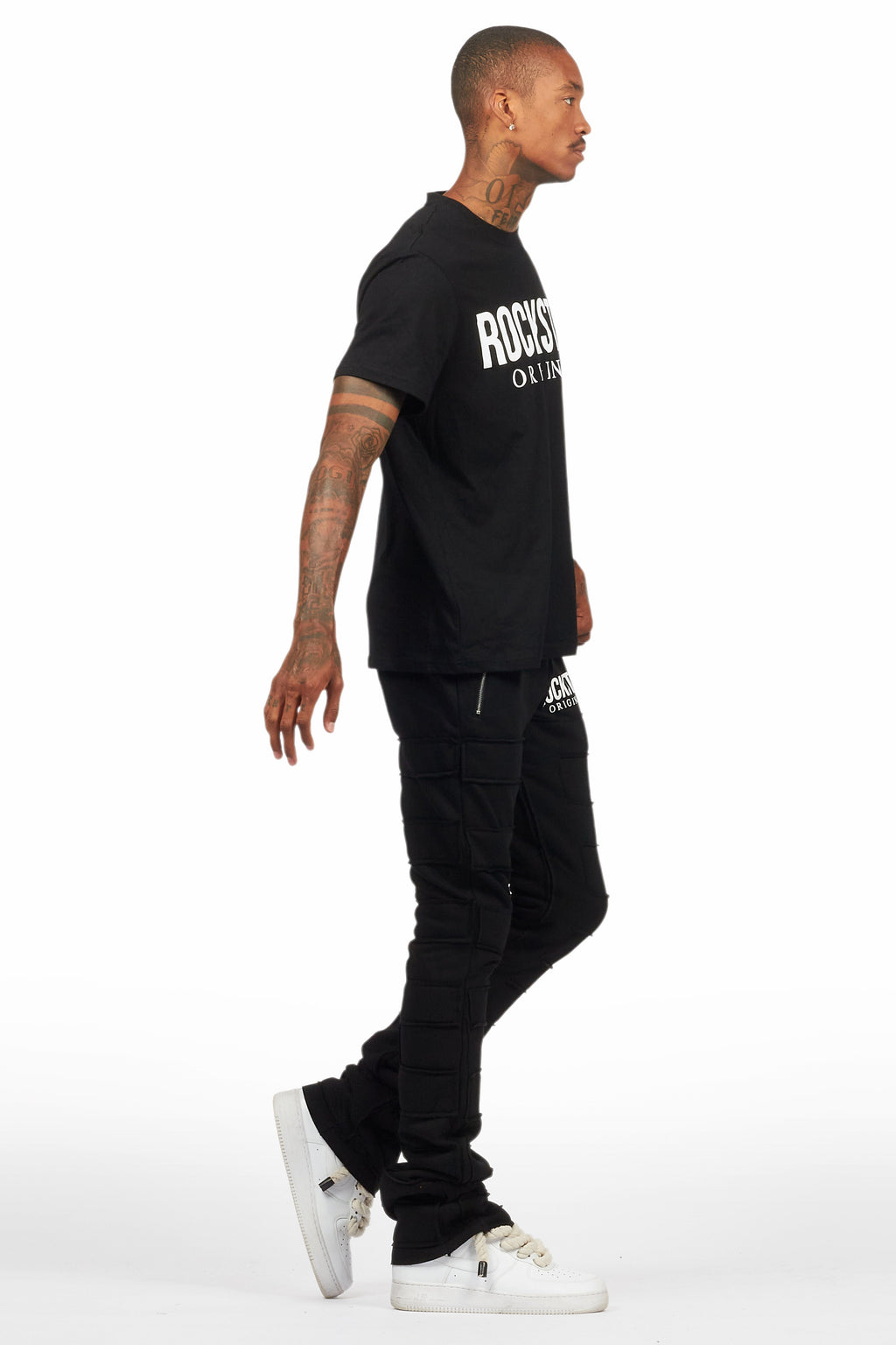 Emilio Black T-Shirt/Stacked Flare Track Set
