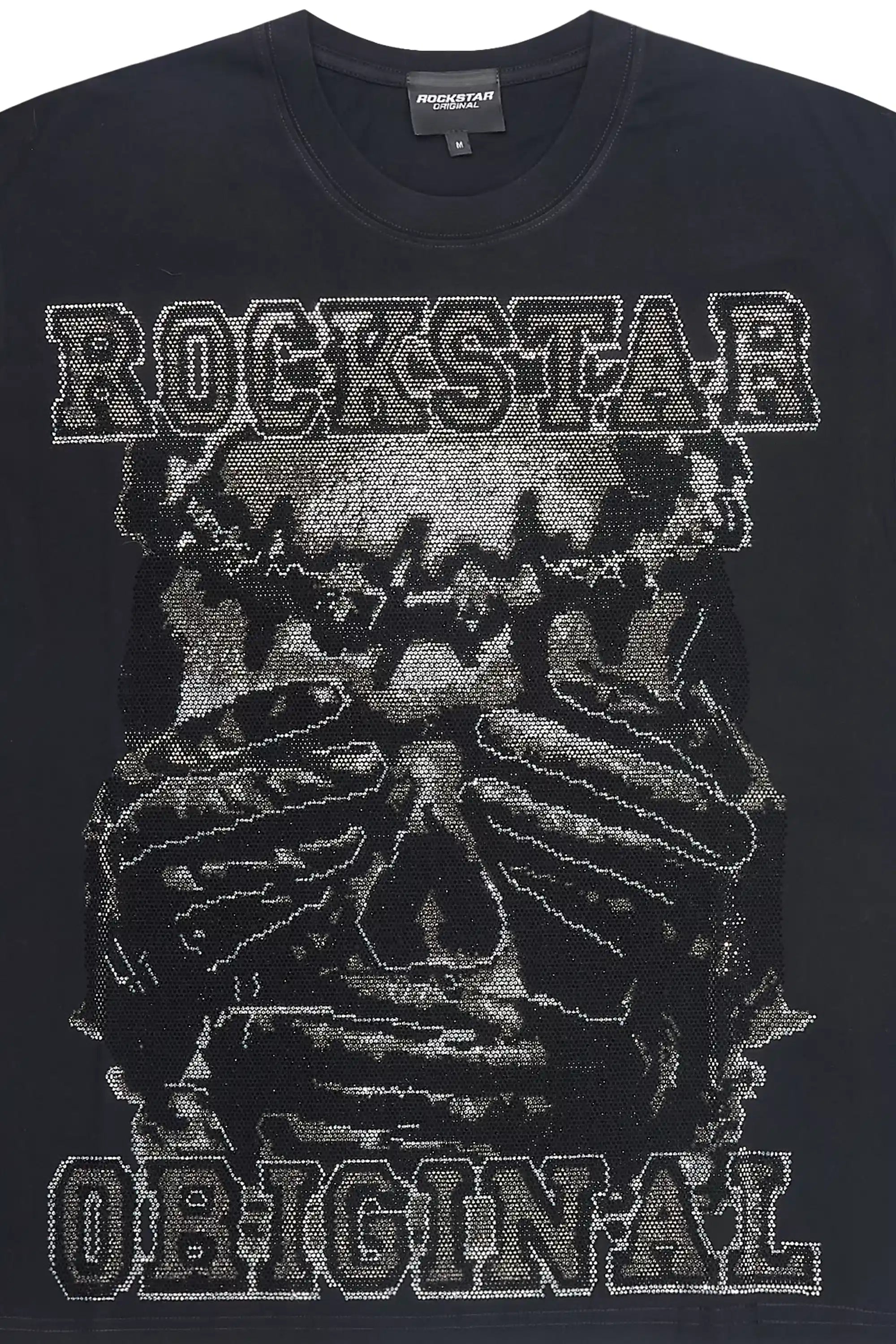 Move In Silence Black Graphic Rhinestone T-Shirt