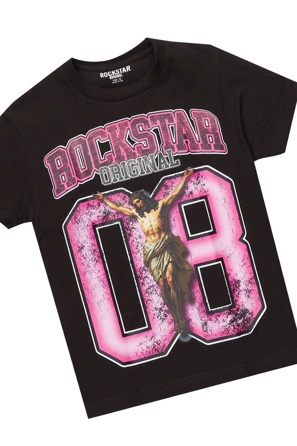 Boys Fields Black/Pink T-Shirt/Stacked Flare Jean Set