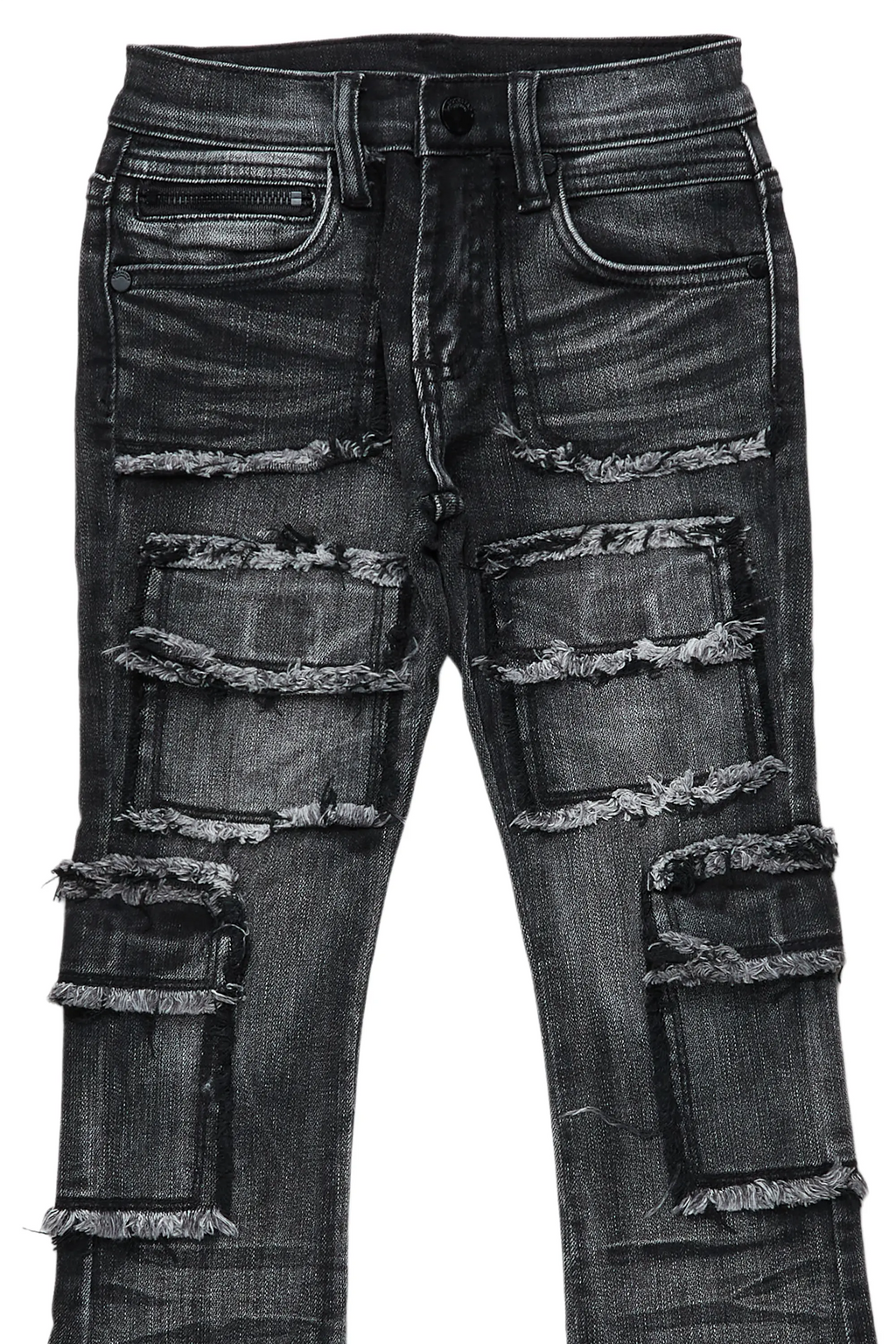 Boys Tyrell Grey Stacked Flare Cargo Jean