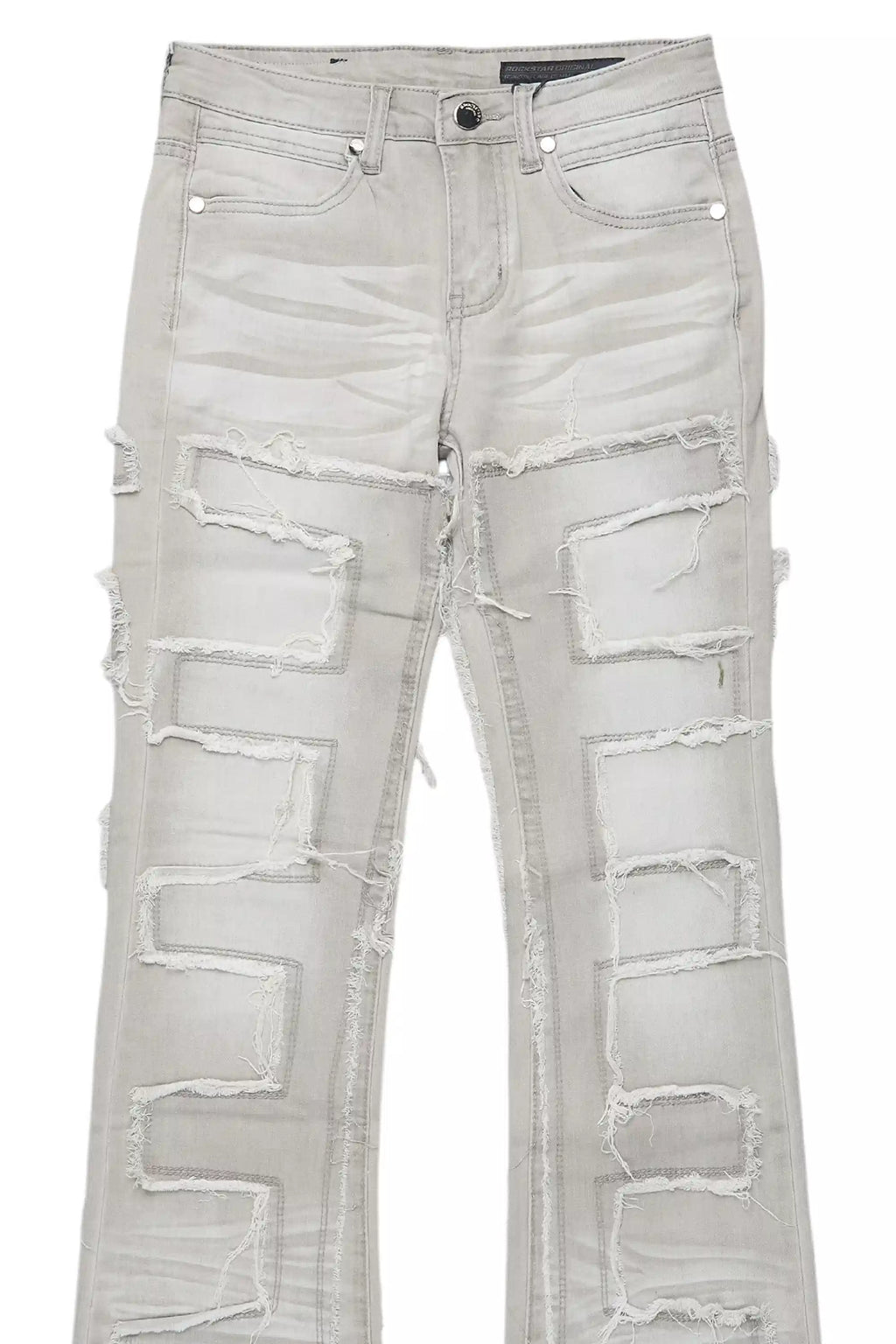 Boys Shake Light Grey Stacked Flare Jean