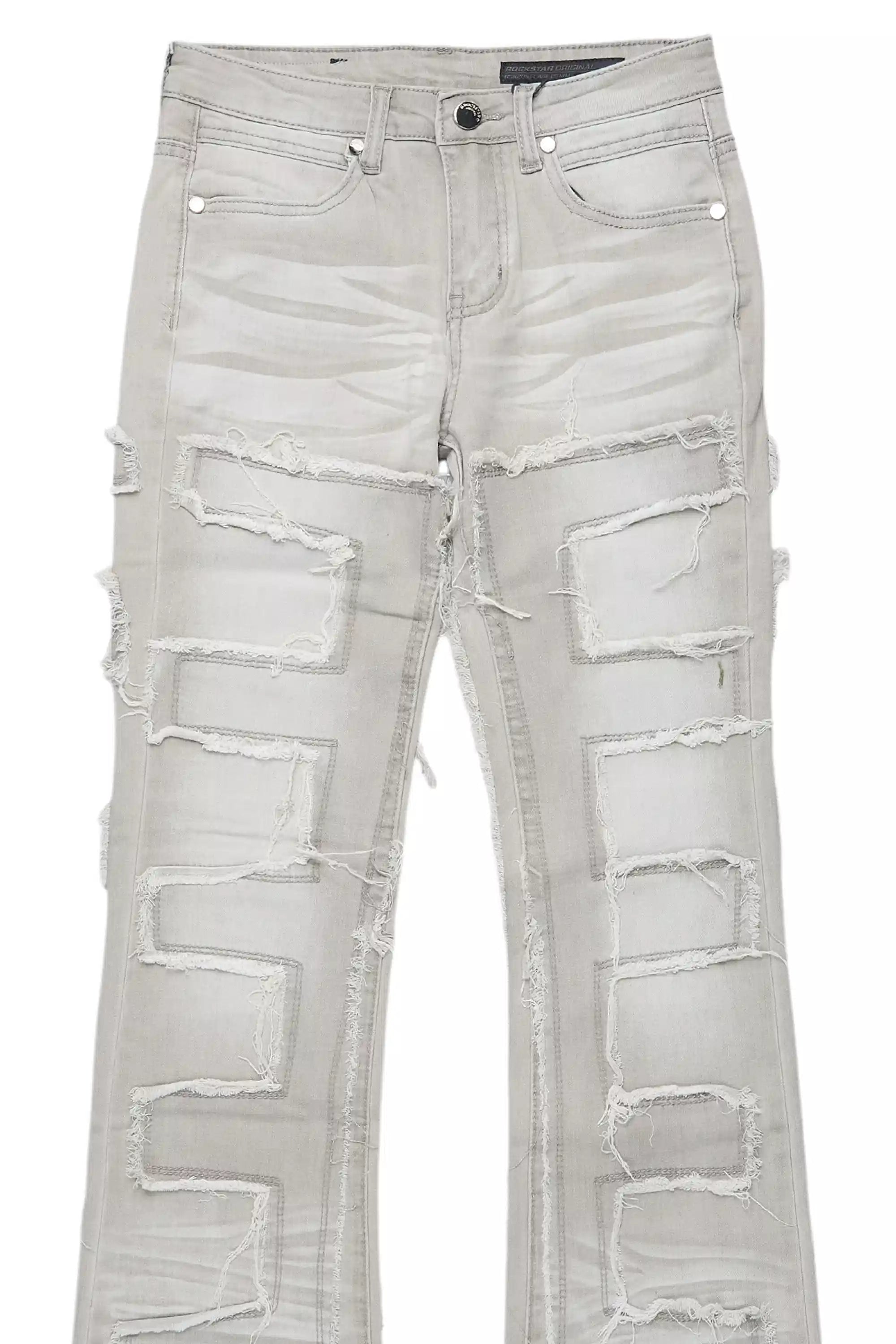 Boys Shake Light Grey Stacked Flare Jean