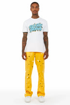 Jaco Yellow Stacked Flare Pant