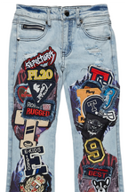 Girls Esma Blue Stacked Flare Jean