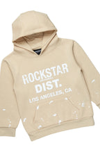 Girls Harlow Beige Hoodie Stacked Flare Track Set