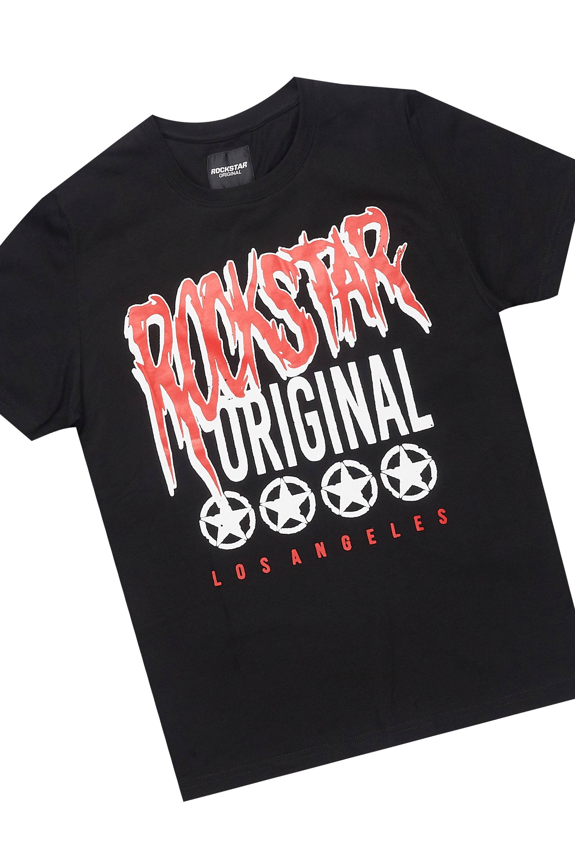 Boys Wizzurd Black/Red T-Shirt Cargo Shorts Set