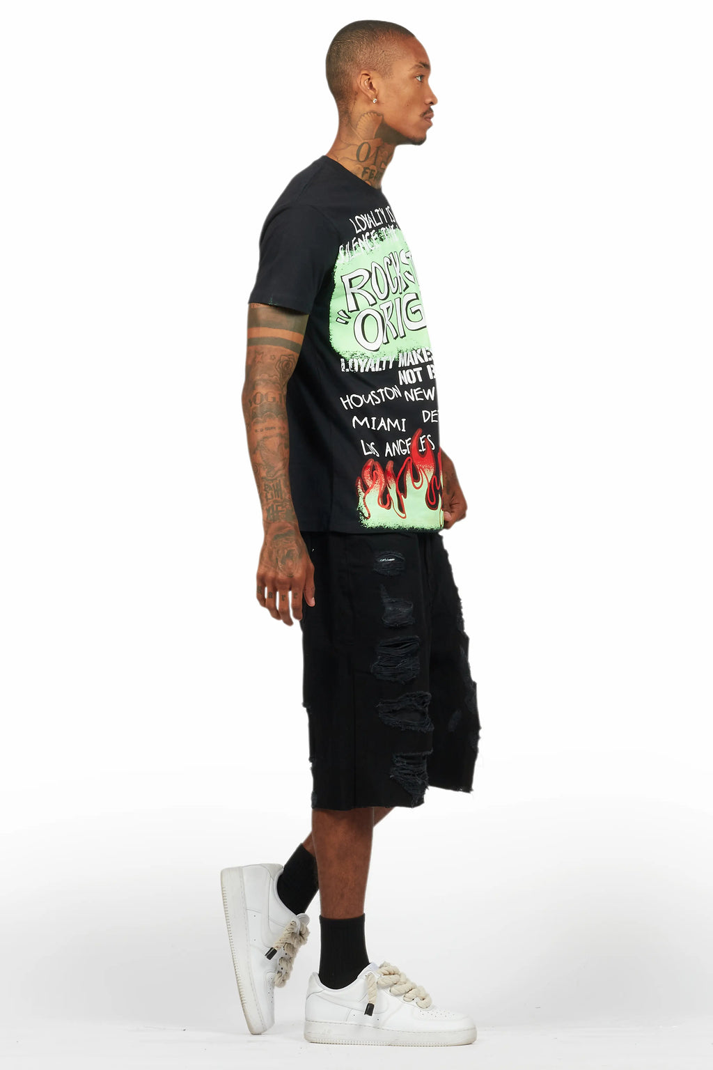 Beno Black T-Shirt/Denim Short Set