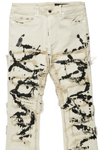 Kaito Beige Painter Stacked Flare Jean