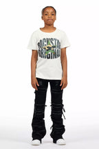 Boys Vasco Jet Black Stacked Flare Jean