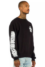 Keve Black/White Graphic Crewneck Sweatshirt