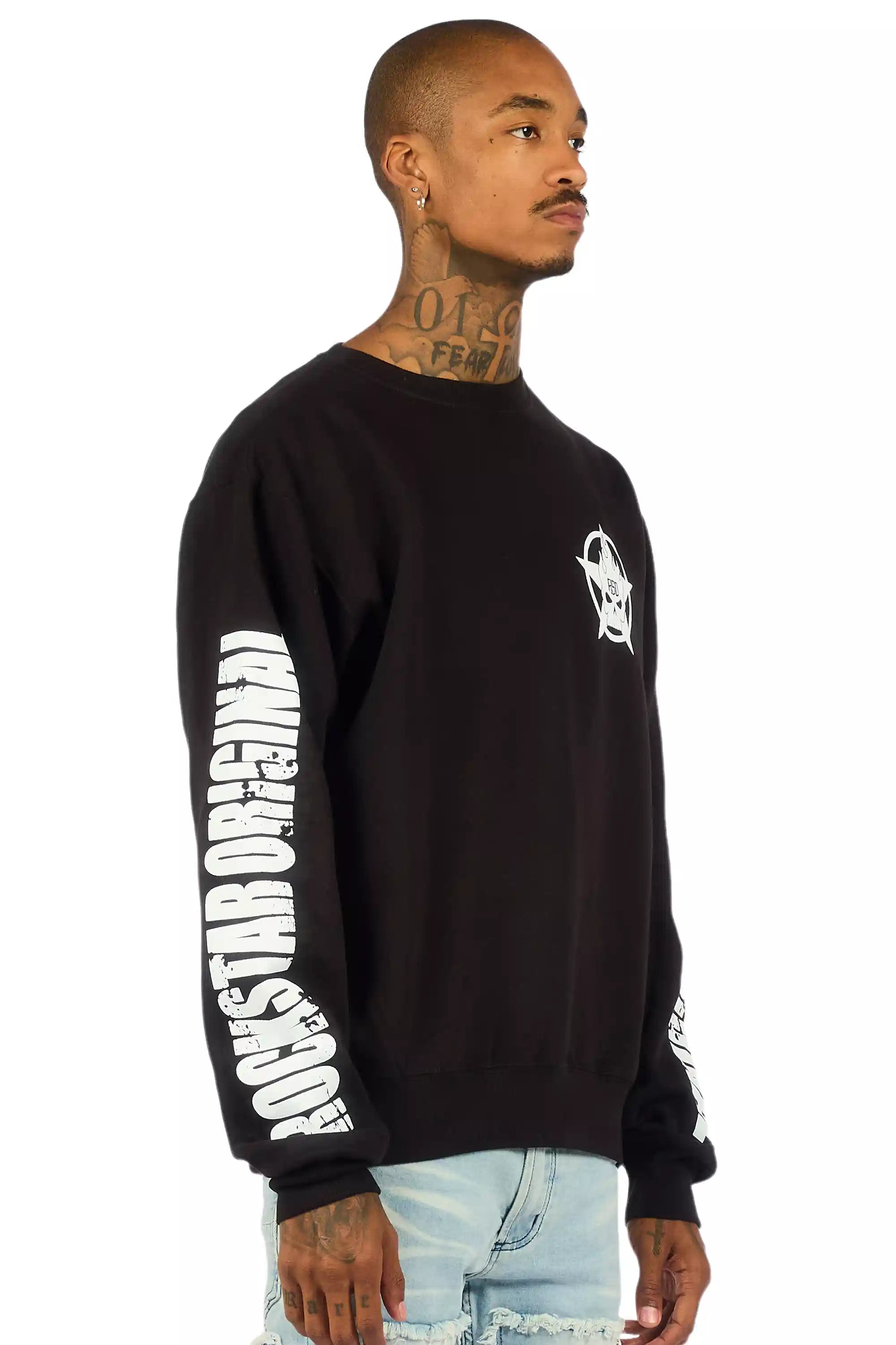 Keve Black/White Graphic Crewneck Sweatshirt