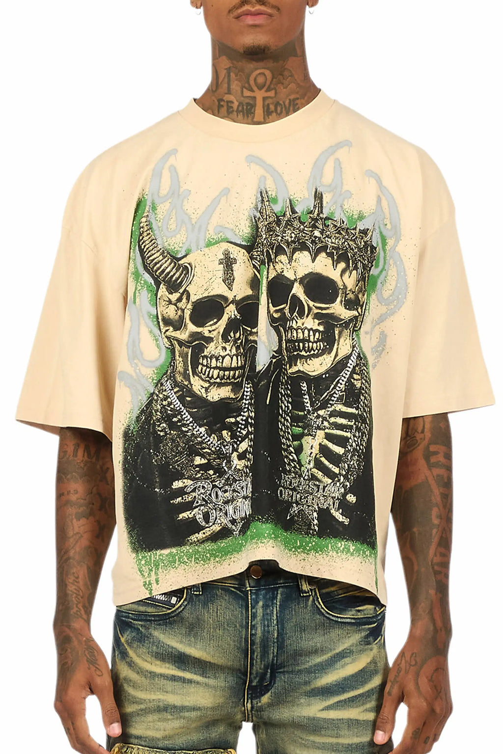 Kingston Beige/Black Boxy Crop T-Shirt