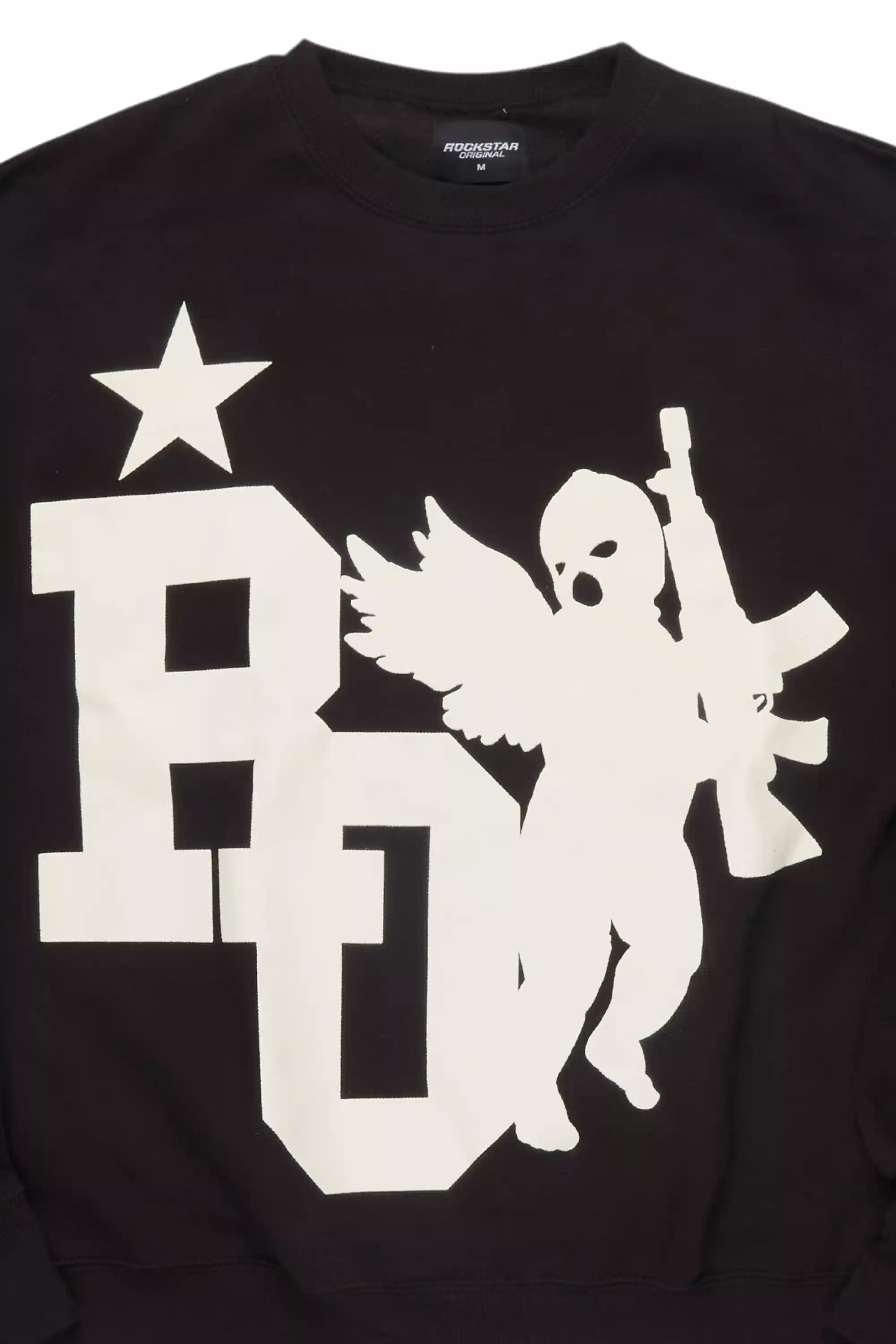 Danehsa Black Graphic Crewneck Sweatshirt