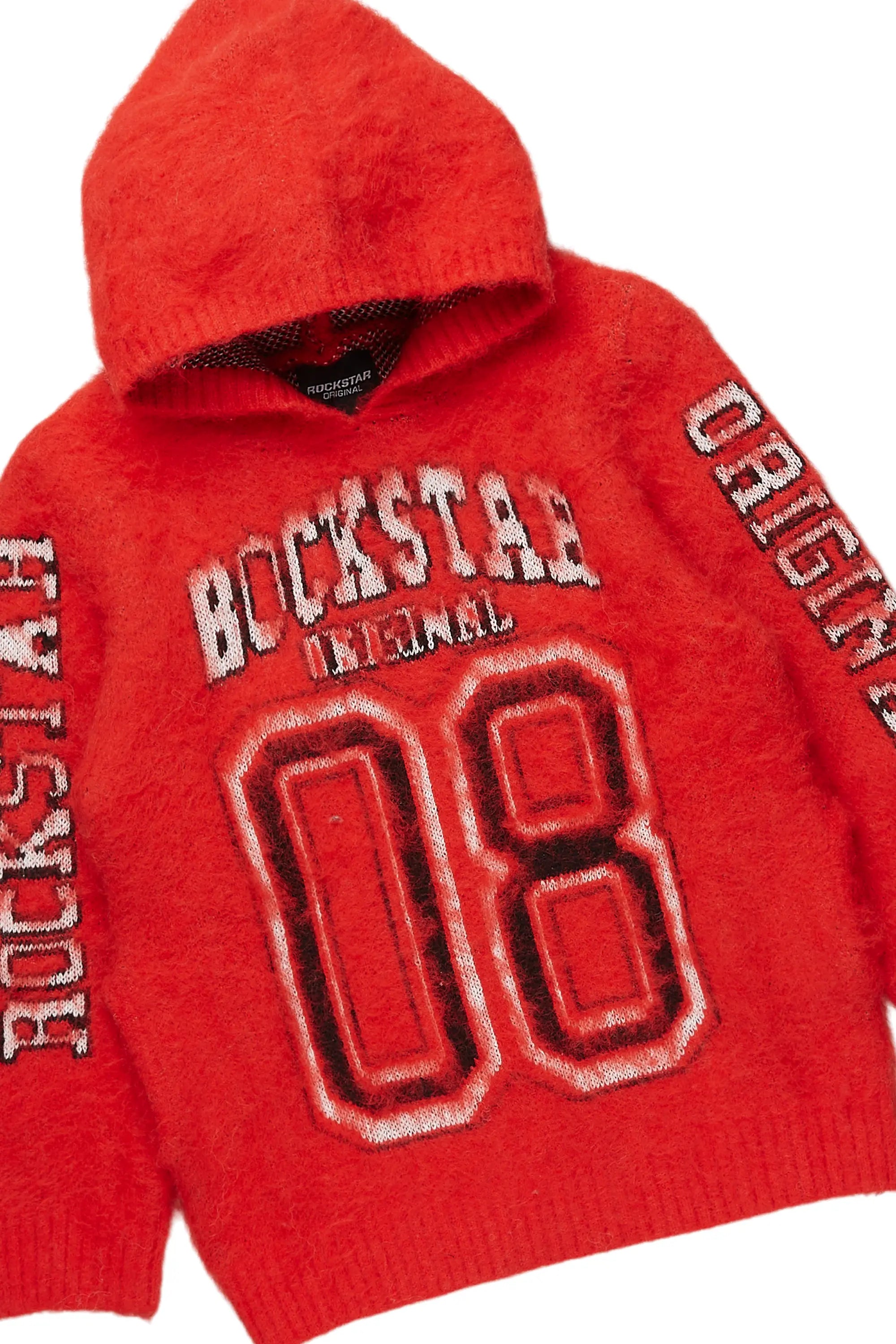 Boys Fields Red Mohair Hoodie/Baggy Cargo Jean Set