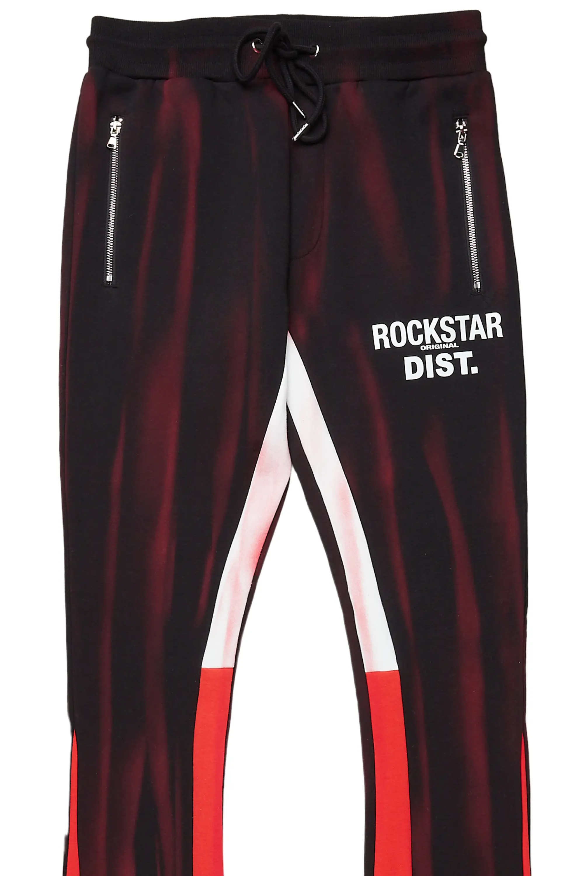 Firoz Black/Red Graphic Stacked Flare Pant