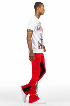Racing Grung White/Red T-Shirt/Stacked Baggy Track Pant Set