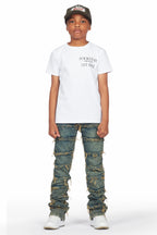 Boys Niaz White T-Shirt/Skinny Stacked Flare Jean Set