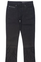 Machete Jet Black Rhinestone Stacked Flare Jean