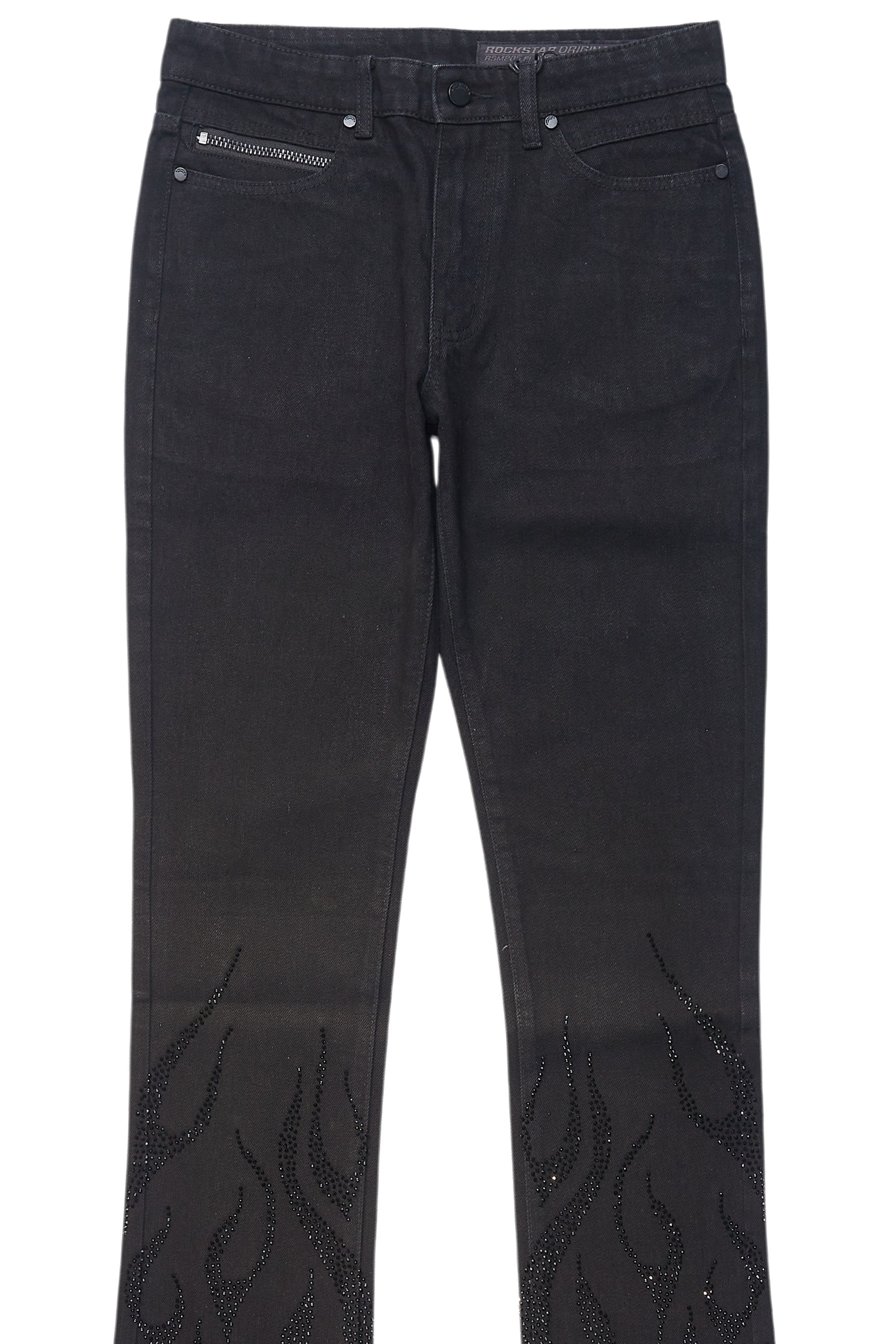Machete Jet Black Rhinestone Stacked Flare Jean