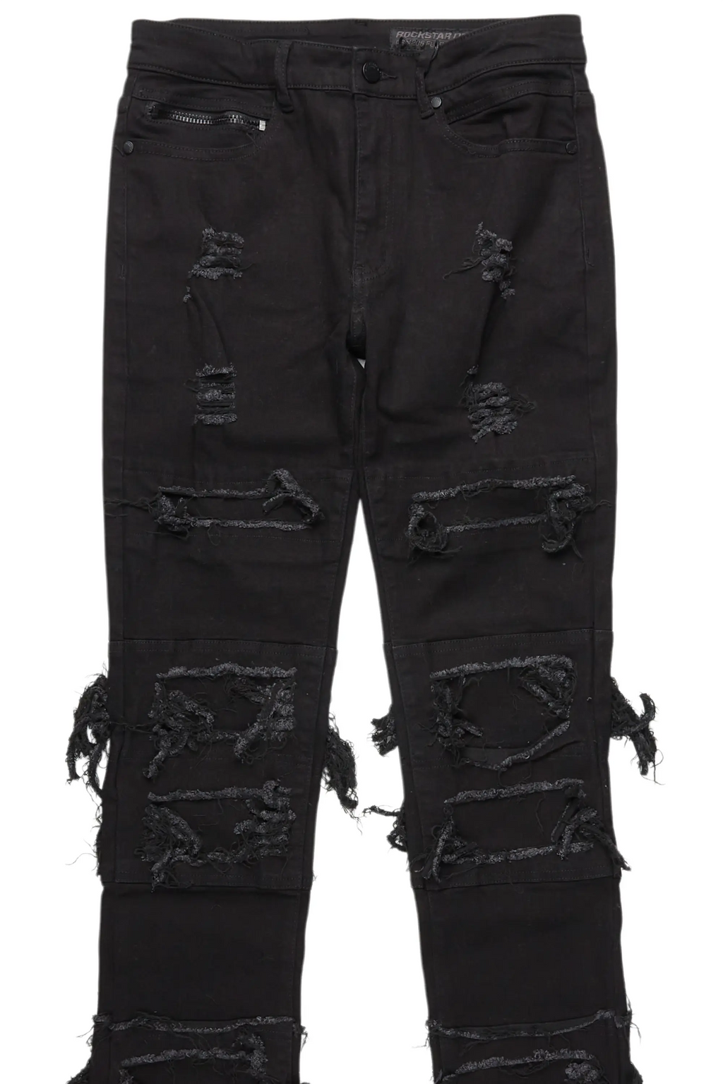 Vasco Jet Black Stacked Flare Jean