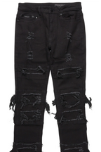 Vasco Jet Black Stacked Flare Jean
