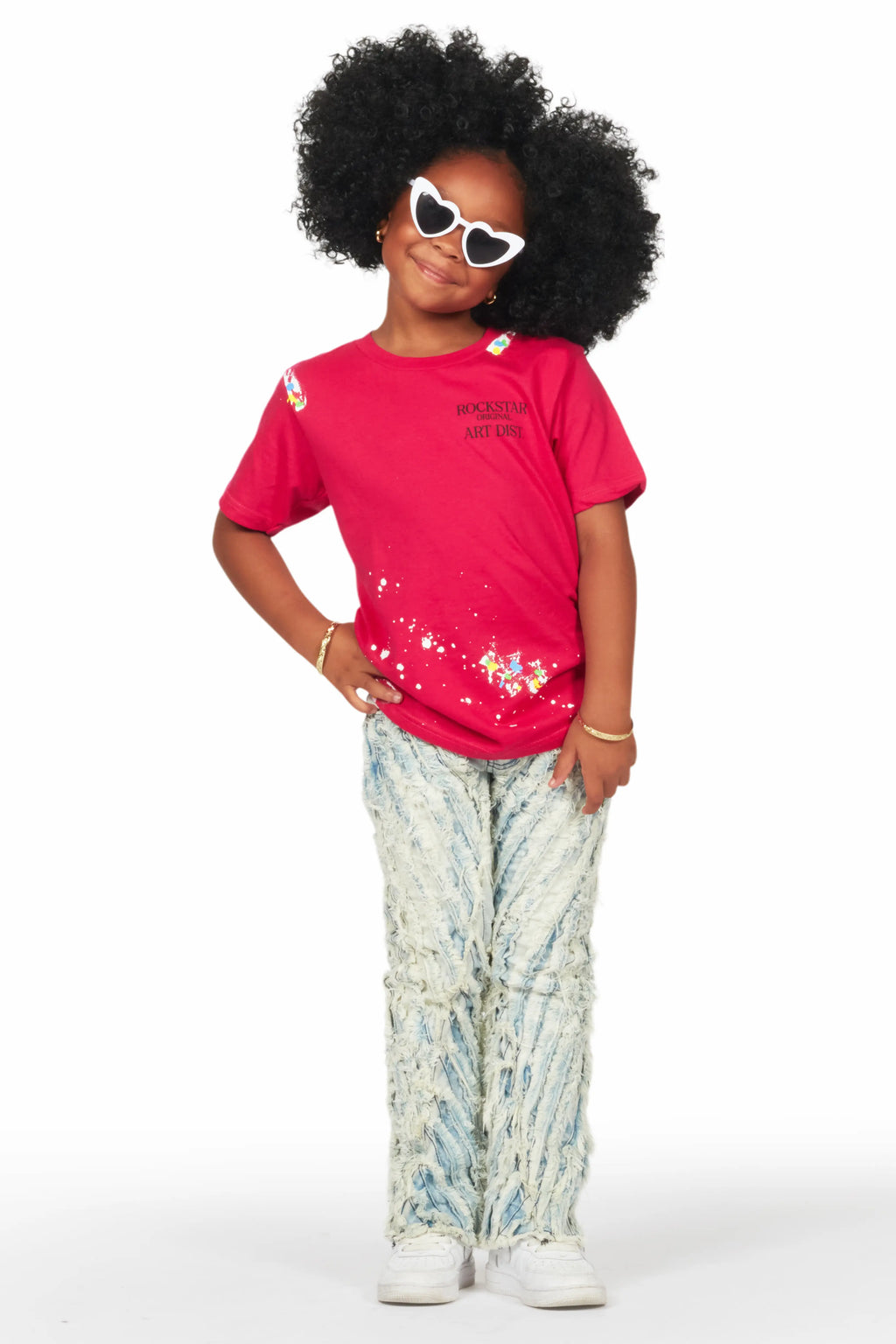 Girls Figgy Light Blue Stacked Flare Jean