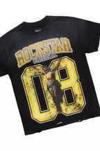 Fields Black Oversized Graphic T-Shirt/Stacked Flare Jean Bundle