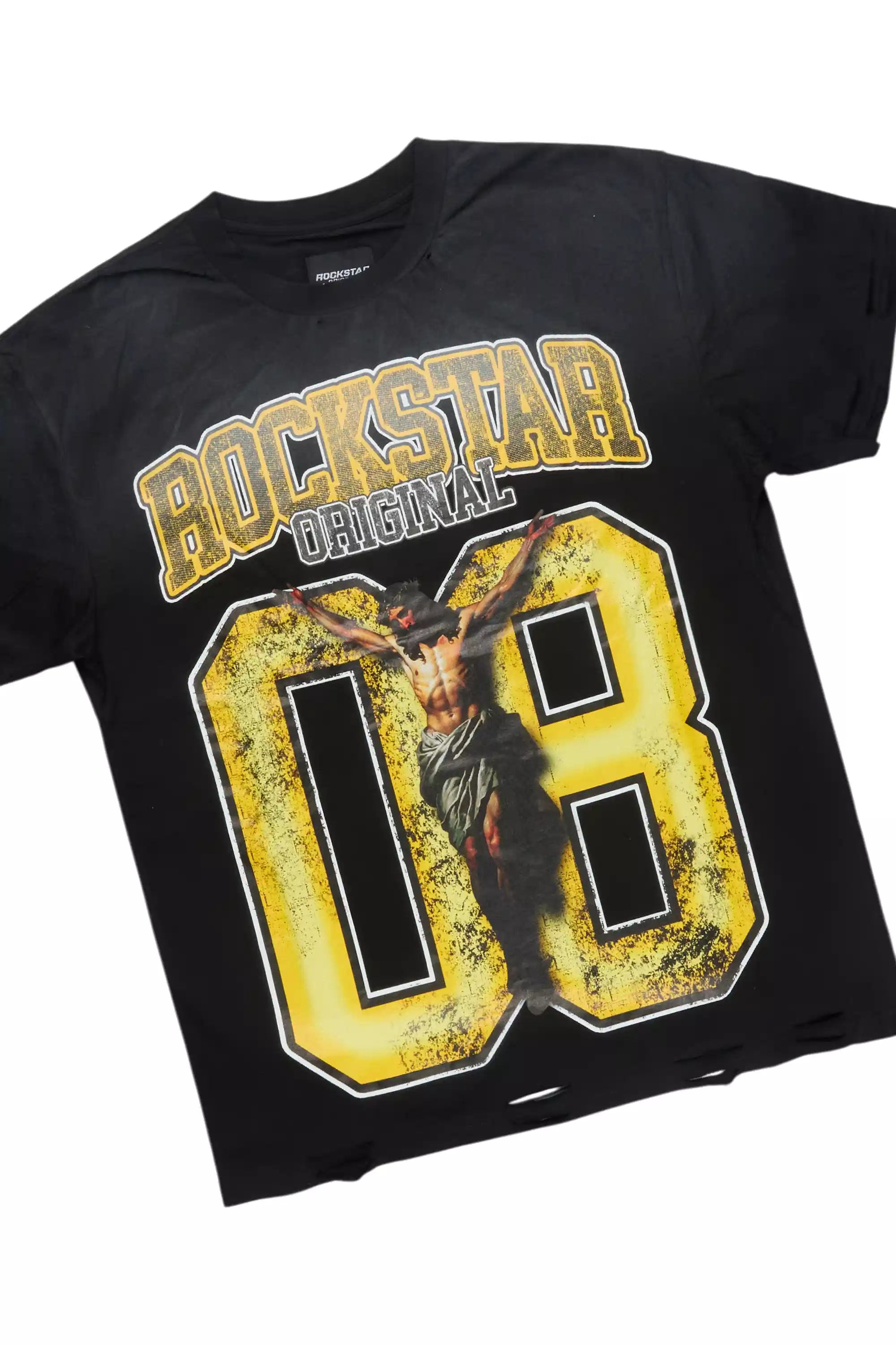 Fields Black Oversized Graphic T-Shirt/Stacked Flare Jean Bundle