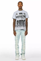 Amos Heather Grey Graphic T-Shirt/Stacked Flare Jean Bundle