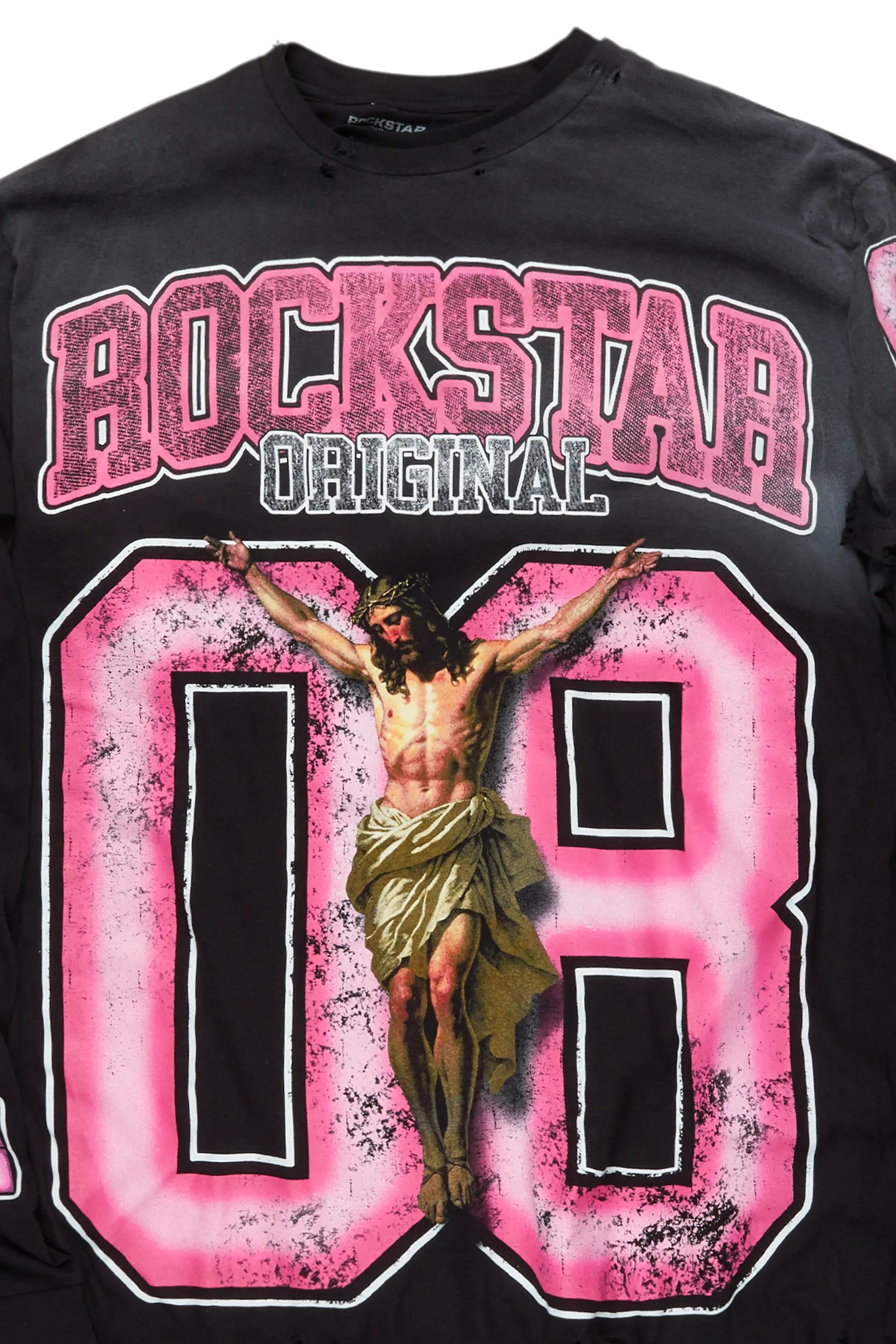 Fields Black Double Layer Long Sleeve Graphic T-Shirt