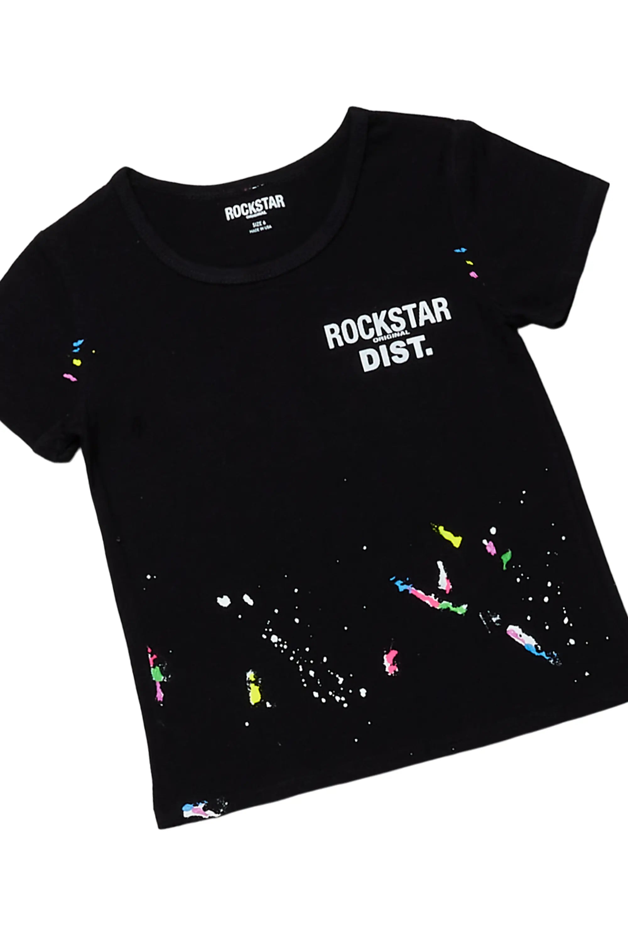 Girls Kalah Black T-Shirt Flare Jean Set