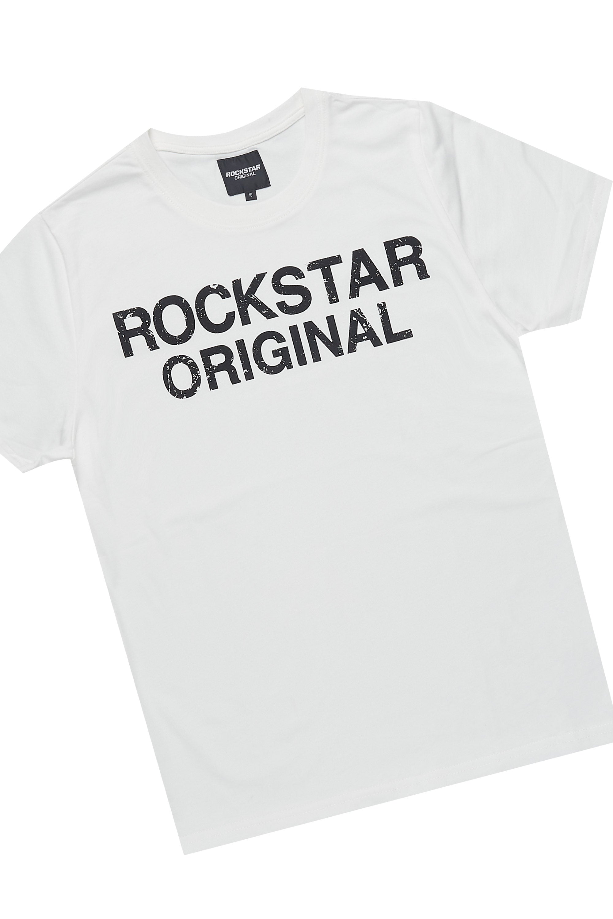 Boys Deniska White/Heather Grey T-Shirt Baggy Stacked Flare Set