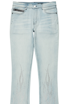 Samba Blue Rhinestone Stacked Flare Jean
