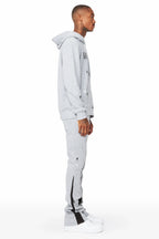 Scottie Heather Grey Paint Splatter Hoodie/Stacked Flare Track Set
