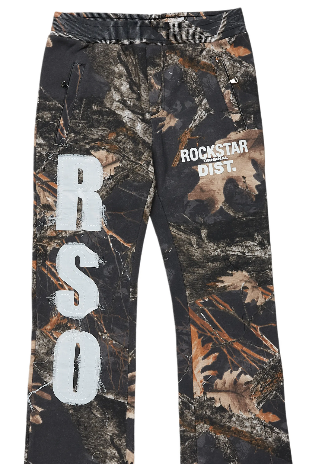 Boys Bansi Black Tree Camo Stacked Trackpant