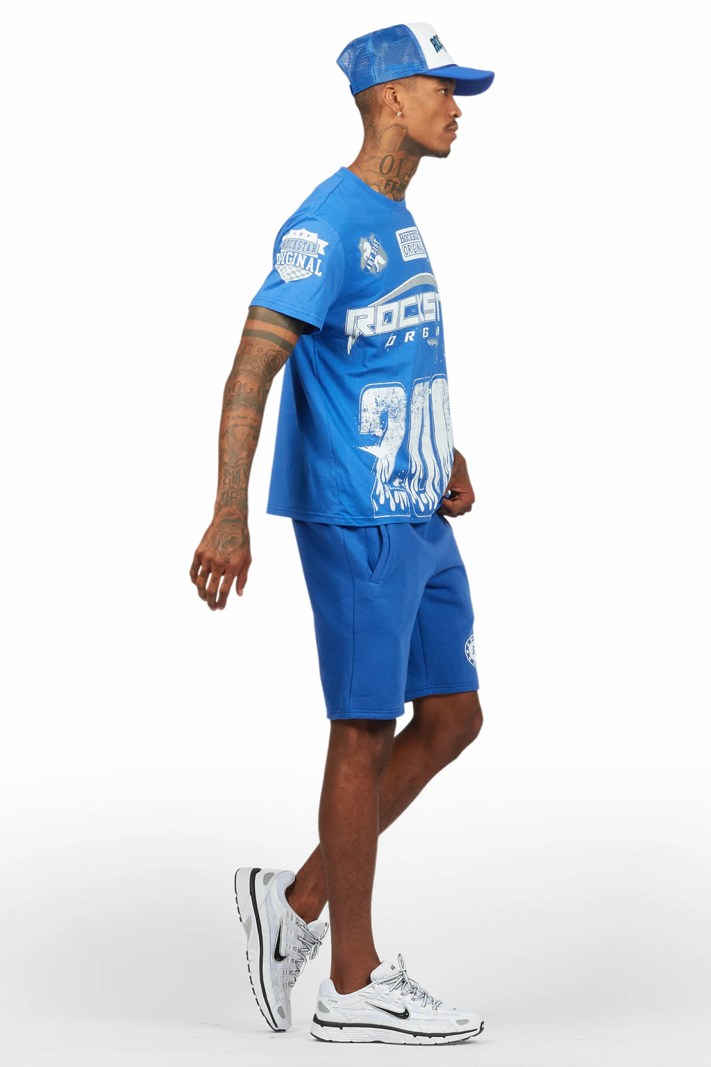 Amos Royal Blue/White T-Shirt Short Set