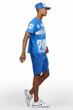 Amos Royal Blue/White T-Shirt Short Set