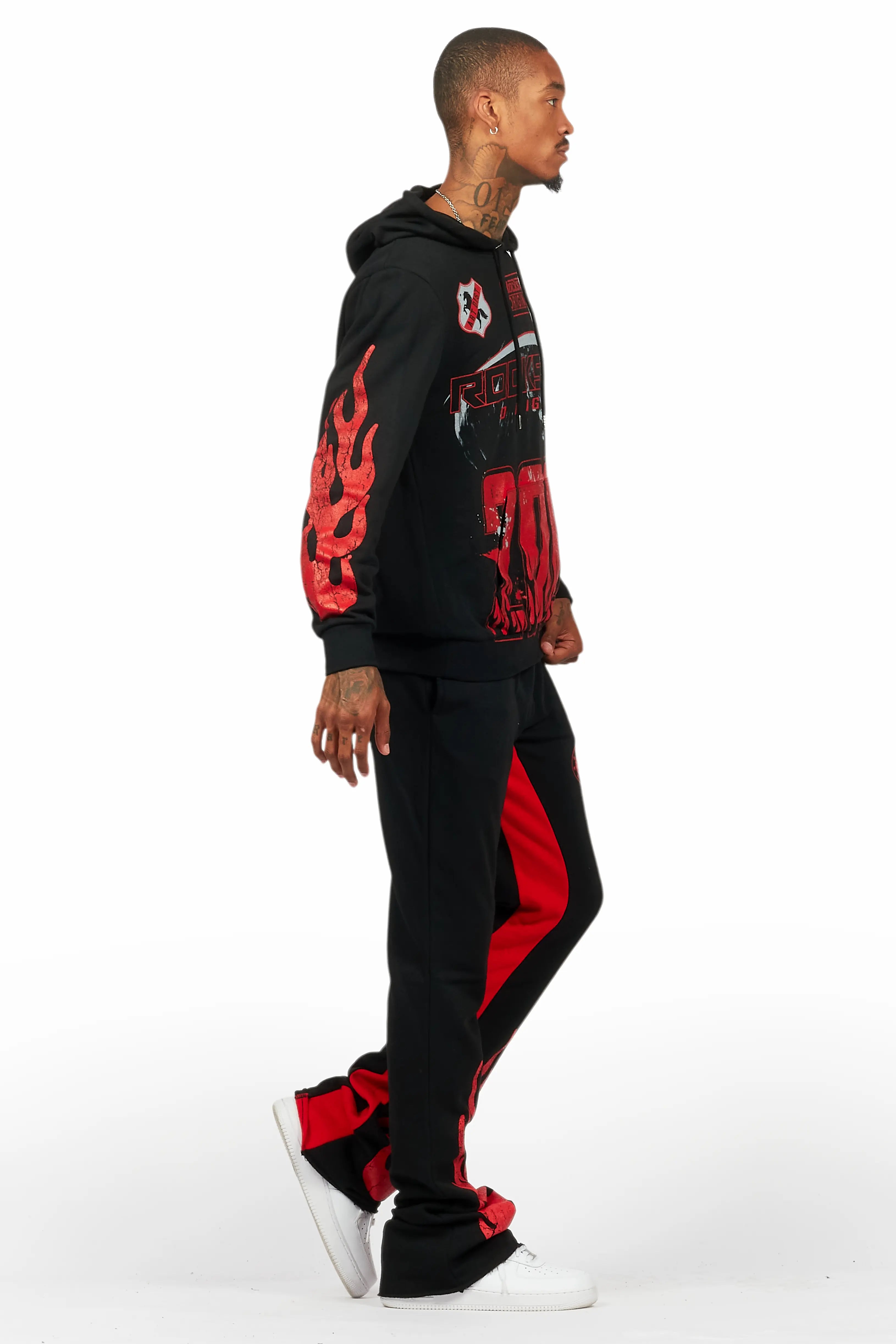 Amos Black/Red Hoodie/Baggy Track Pant Set