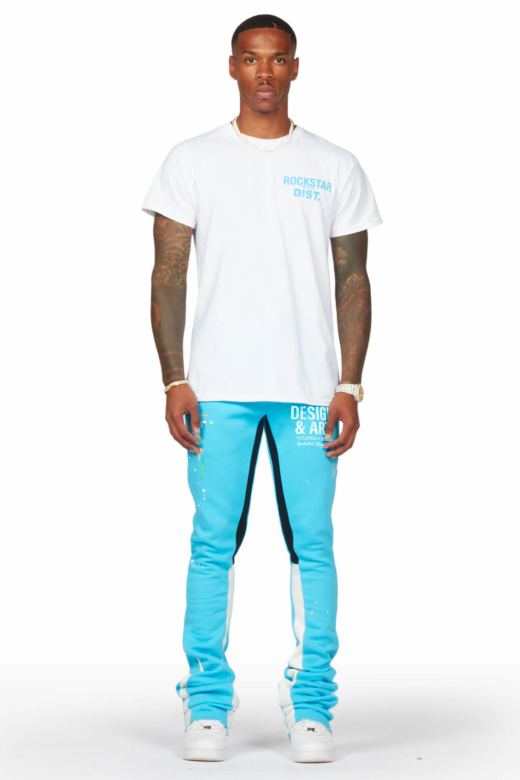Taber Blue Super Stacked Flare Track Pant