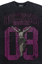 Tariqa Black/Pink Rhinestone Oversized T-Shirt