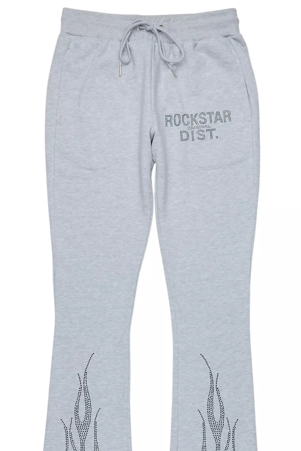 Pyrel Heather Grey/Black Rhinestone Stacked Flare Pant