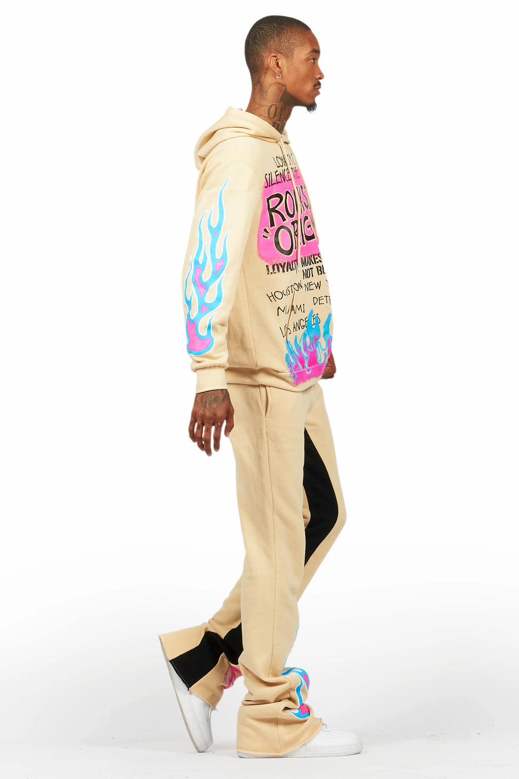 Beno Beige Hoodie/Baggy Track Pant Set