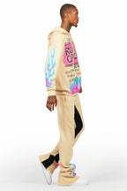 Beno Beige Hoodie/Baggy Track Pant Set